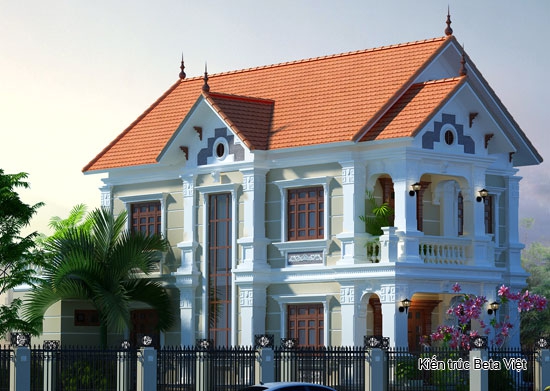 Phối cảnh biệt thự hai tầng theo phong cách tân cổ điển